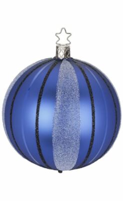 Inge-glas Ball Easy Stripes 10cm Calm Blue 21021T010 German Glass Ornament