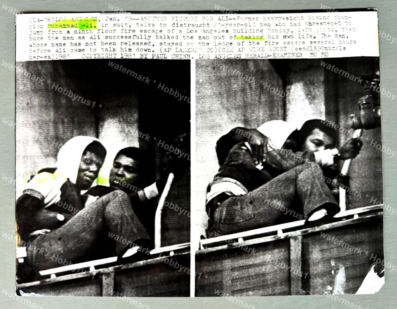 Muhammad ALI ボクシングチャンプヒーロー Saves Life Suicide Attempt 1981 プレス写真 - 画像1/4