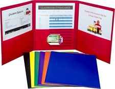 C-Line 3-Pocket Tri-Fold Heavyweight Poly Portfolios, Assorted Colors,Pack of 24
