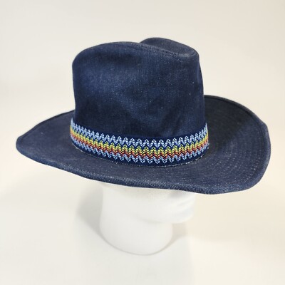 Vintage Boot Hill Denim Cowboy Hat Size 7-7 1/8 YA Headware Unisex Korea  Cotton