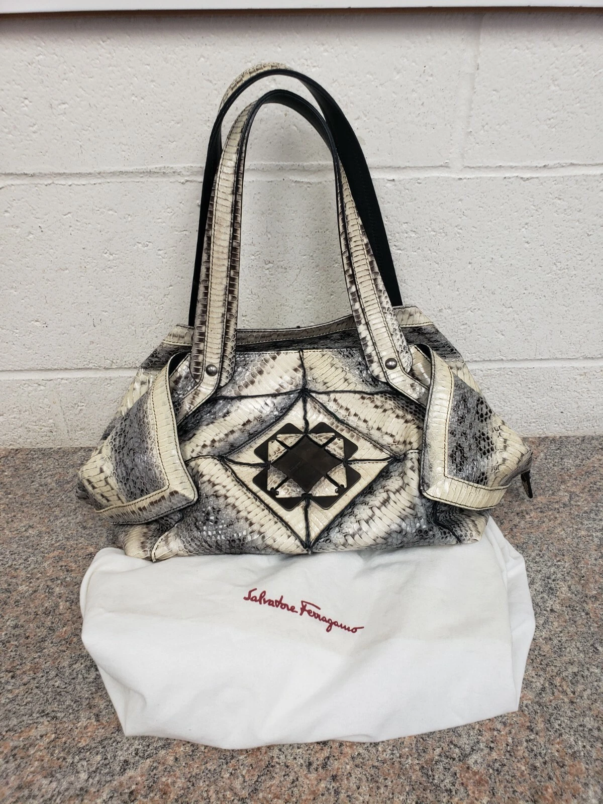 Ferragamo — Salvatore Ferragamo Python Snakeskin Shoulder Bag Purse Good Condition Rare