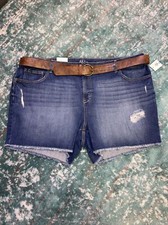 Style  Co. Womens Distressed Raw Hem Denim Shorts Plus 22W With Belt