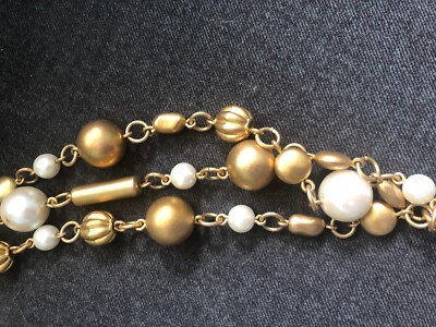 Vintage EXP Belt Chain Korea PEARLS Charms Gold Links  display picture 1