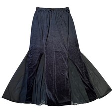 Vtg Black Velvet Maxi Mermaid Skirt Sz M Whimsigoth Morticia Addams 90s y2k Goth