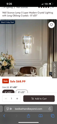 Wall Sconce Lamp 5 Layer Modern Crystal Lighting with Long Oblong Crystals 8''x20