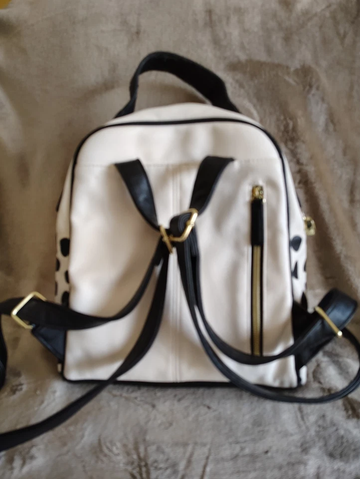 Betsey Johnson Pink Black & White Polka Dot Backpack Purse 10"X12" - Image 3 of 4