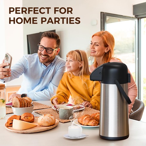 Coffee Carafe for Keeping Hot - 102OZ / 3L Airpot Coffee Dispenser with Pump ... - Picture 6 of 8