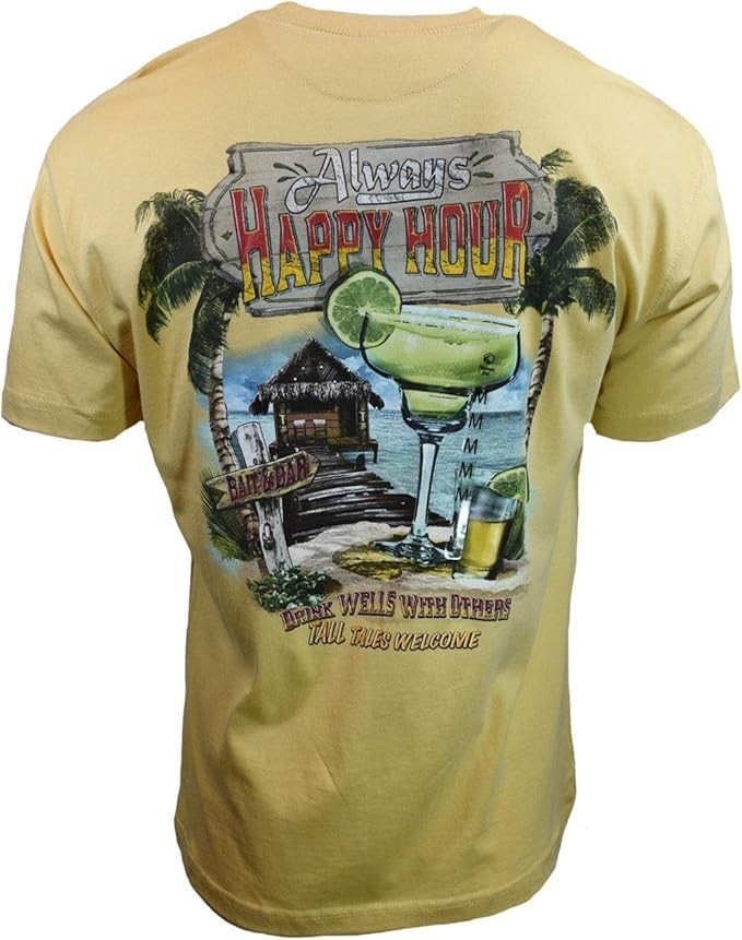 Men's T Shirt- Newport Blue- Happy Hour- Drinking-Tall talks welcome -SIZE M-NWT