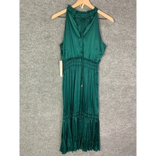 Robe De Soirée Nicole Miller New York - Taille 2, Vert Kelly, Sans Bretelles En Mousseline - NEUVE Avec Défauts