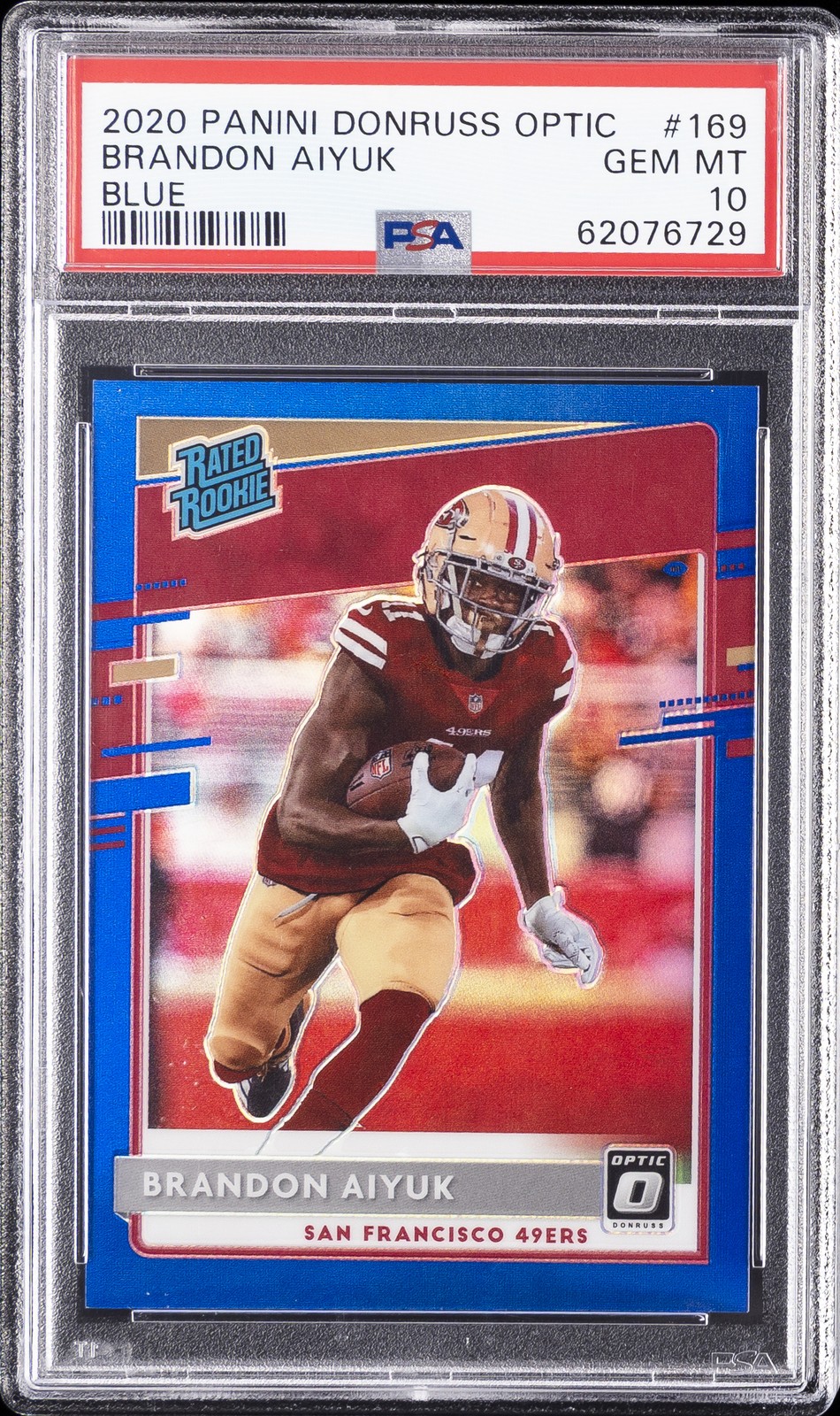 2020 PANINI DONRUSS OPTIC BLUE #169 BRANDON AIYUK #/179 PSA 10