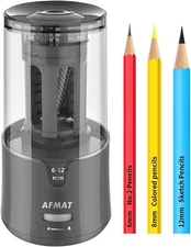 AFMAT Electric Pencil Sharpener, Auto Stop, Super Sharp & Fast, Gray 
