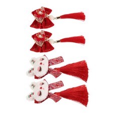 2 Pairs Tassel Hair Accessories Classy Cute Red Bows Clips