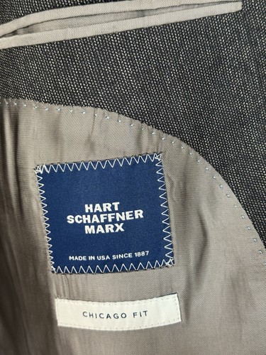 3 Piece Hart Schaffner Marx Suit 56R Chicago Fit Dark Gray Dillards Garment Bag - Picture 10 of 24