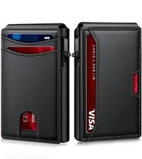 Men's Slim Pop-Up Card Holder Black  Wallet for RFID Blocking Minimalist