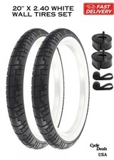 20'' x 2.40 Bike Tires + Tubes BLACK/ WHITE WALL Street Jump Fat Bicycle BMX