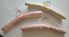   Vintage Lot of 6 Padded Satin Lingerie Clothes Hangers