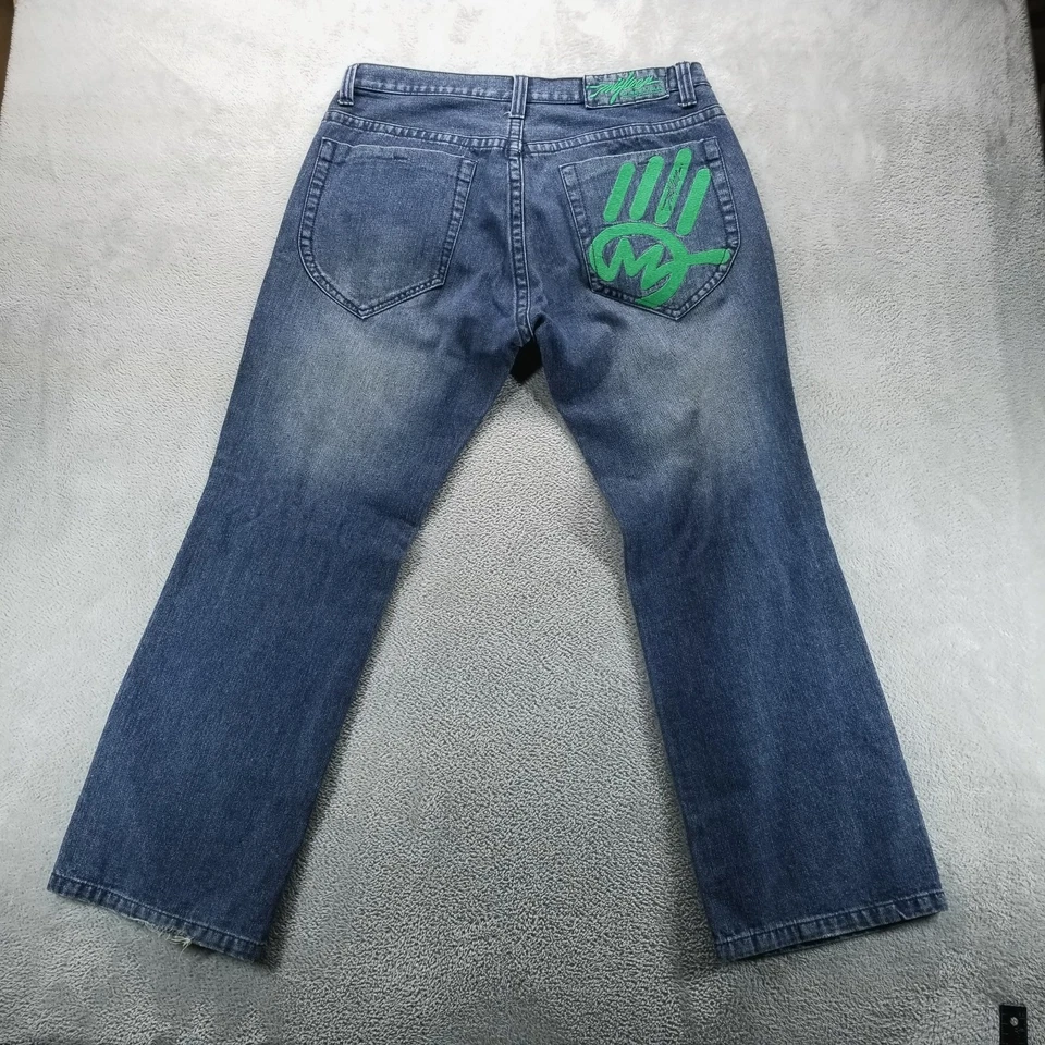 VTG Miskeen Jeans Mens 40x32 Blue Relaxed Bootcut Dark Wash Hip Hop Y2K - Image 2 of 4