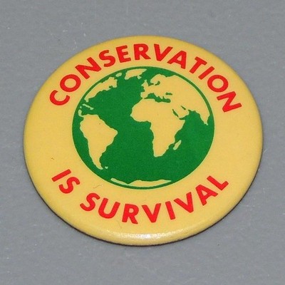 Conservation is Survival 1983 UK Environmental Hippie Cause Pinback Button