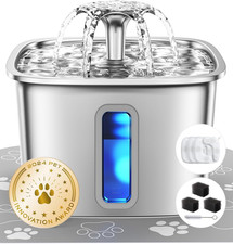 Innovation Award Winner Stainless Steel Cat Water Fountain, 108oz/3.2L Au