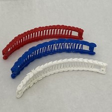 Banana Hair Clips 1980s Ponytail Clincher Combs Retro Lot Of 3 Vintage USA Made