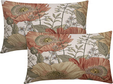 Vintage Floral Lumbar Pillow Covers 12x20 Botanical Rustic Flower Pattern Decora