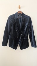 White House Black Market Velvet Trophy Blazer Sz 8 Navy Preppy Military Career