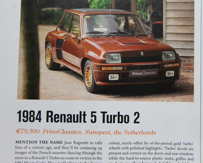 Original 2018 OCTANE extracted mag article: 1984 RENAULT 5 Turbo 2  (1 page)