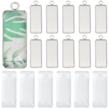 Pendant Trays Set Small Rectangle Stainless Steel Bezel Tray 80Pcs Jewelry