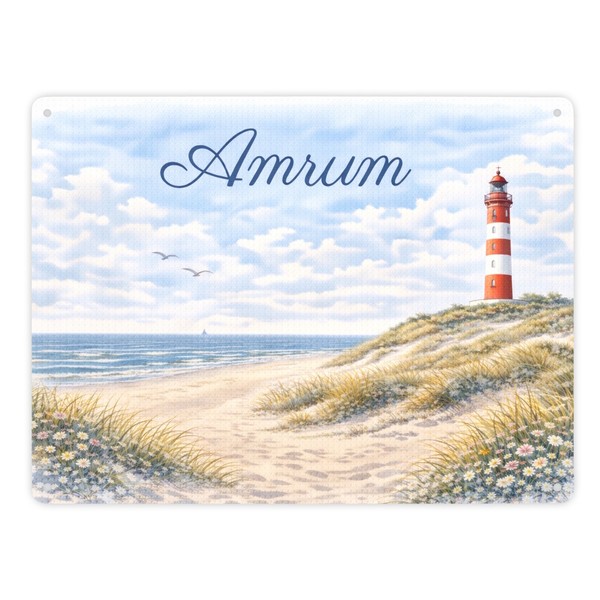 Leuchtturm Amrum Metallschild XXL In 28X38 Cm KüStenmotiv-image