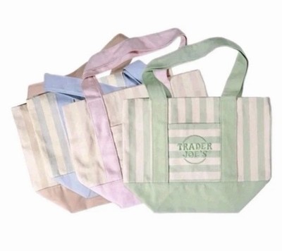Trader Joe s Mini Pastel Stripe Canvas Tote Bag Limited Ed. Set Of 4 FAST SHIP