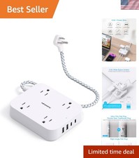 1 Ft Flat Plug Power Strip with 4 USB Ports - Travel Flexibility  Safety