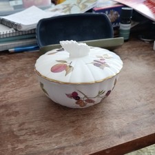 Royal Worcester Arden / Evesham pattern  lidded trinket dish Butterfly handle