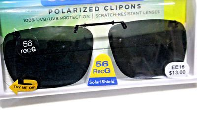 SOLAR SHIELD POLARIZED CLIPONS 56 recG SCRATCH RESISTANT LENSES