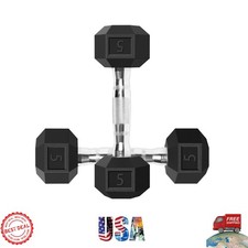 Versatile 5 LB Rubber-Coated Dumbbells - Enhance Your Home Workout Experience