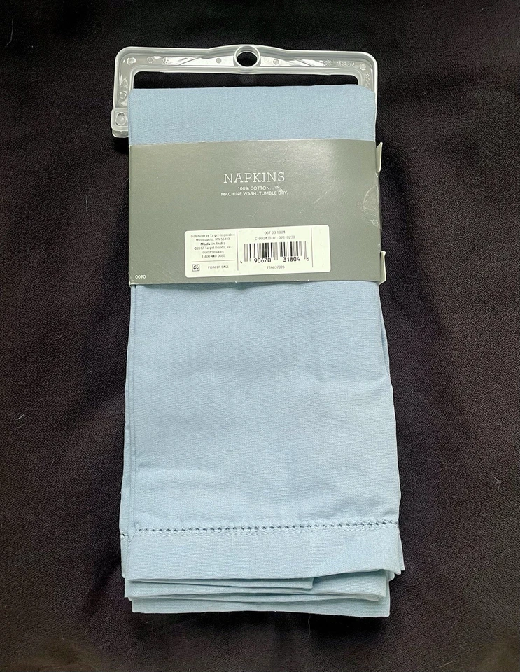 Threshold Target 100% Cotton Napkins 20” Hemstitch Blue / Pioneer Sage Set Of 4 - Image 3 of 4