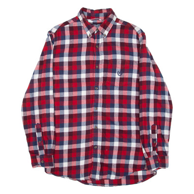 CHAPS Herren Flanellhemd Rot Kariert Langarm S