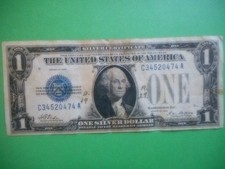 1928 $1 Silver Certificate Funnyback Circulated 1928 No Letter Writing Portrait