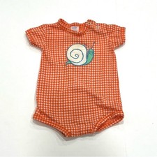 Vintage Carters Snail Bodysuit Snaps Orange Gingham 6m FLAWS