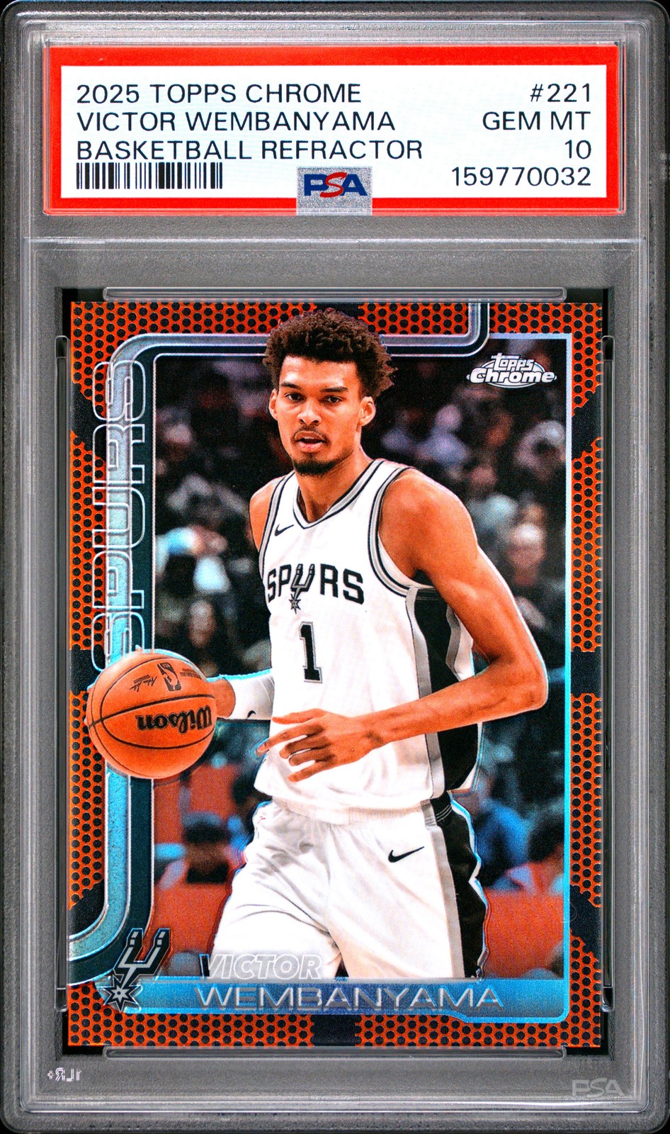 2025 TOPPS CHROME BASKETBALL REFRACTOR #221 VICTOR WEMBANYAMA PSA 10 view 1