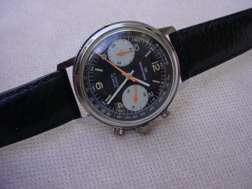 Vintage Wakmann 2 Register Chronograph, Panda Dial.