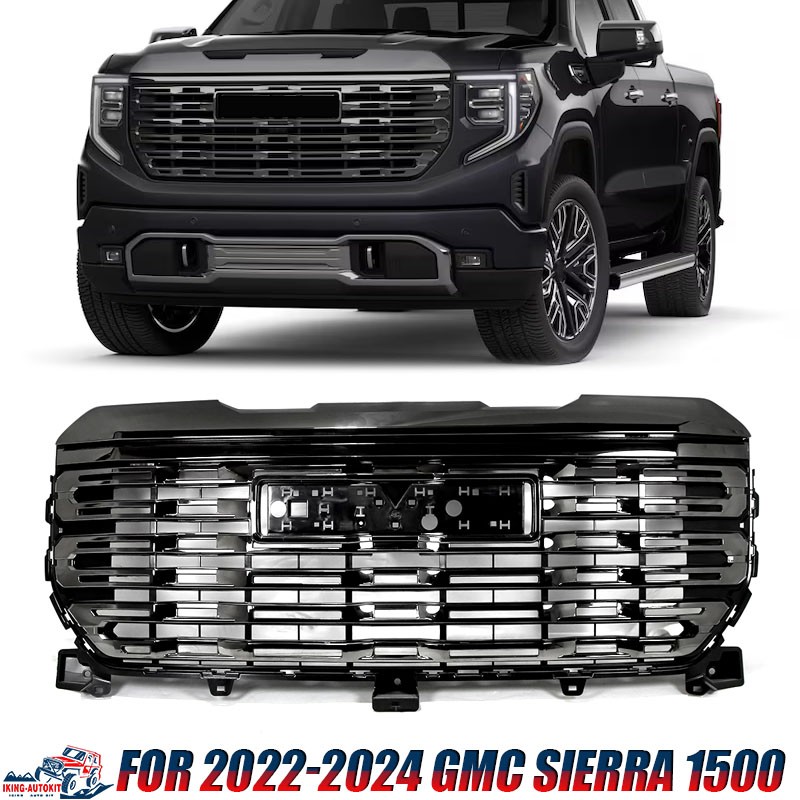 OEM 2022 2023 2024 GMC Sierra 1500 front upper grille -Titanium Rush Metallic 48
