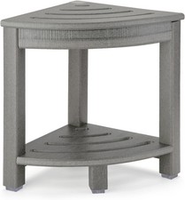 HDPE Corner Shower Stool,Shower Bench Seat W/ Storage Shelf Shaving Legs Plastic