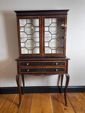 Antique Chinese Chippendale Astral Glazed Display Cabinet