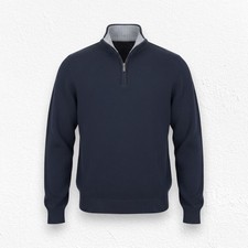 L L Bean Navy Blue Quarter Zip Heavy Knit Mock Neck Sweater Size XL Tall