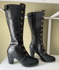  Stiefel schwarz Lederoptik Gr. 39 Gothic Punk  Festival Neu