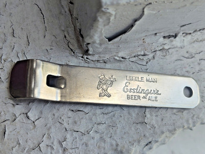 Vintage Made in USA Beer Ale Esslinger's Little Man Metal Bottle Opener Vaughan