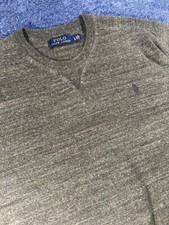 Polo Ralph Lauren Sweater Mens L Green Heather Crewneck Cotton Knit Pullover