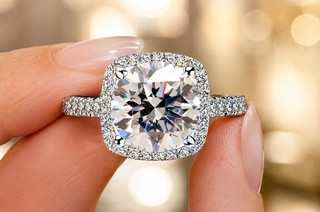 3 Ct White Round Cut Vvs1 Moissanite Halo Engagement Ring Sterling Silver Size 7