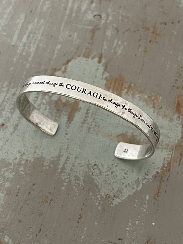 Bracelet ancien en argent sterling 925 gravé sérénité courage et sagesse
