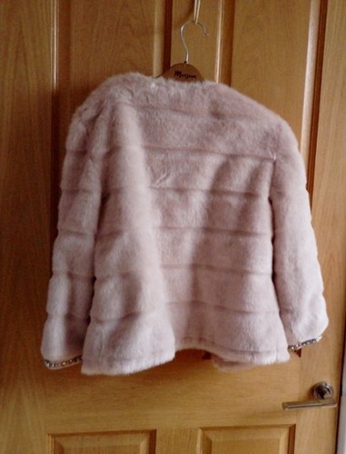 Ted Baker Faux Fur Coat Embellished Diamanté Sleeve UK Size 10 Ted Baker Size 2 - Picture 4 of 6